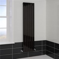Vega 1800 x 450mm Single Flat Panel Black Vertical Radiator