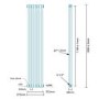 Carrera 1800 x 372mm Dual Column White Vertical Radiator
