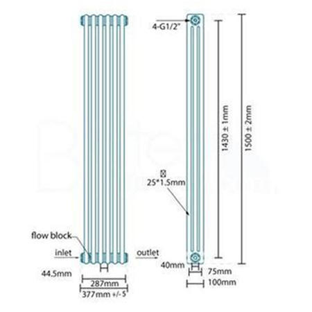 Belgravia 1500 x 287mm Tri-Column White Vertical Radiator