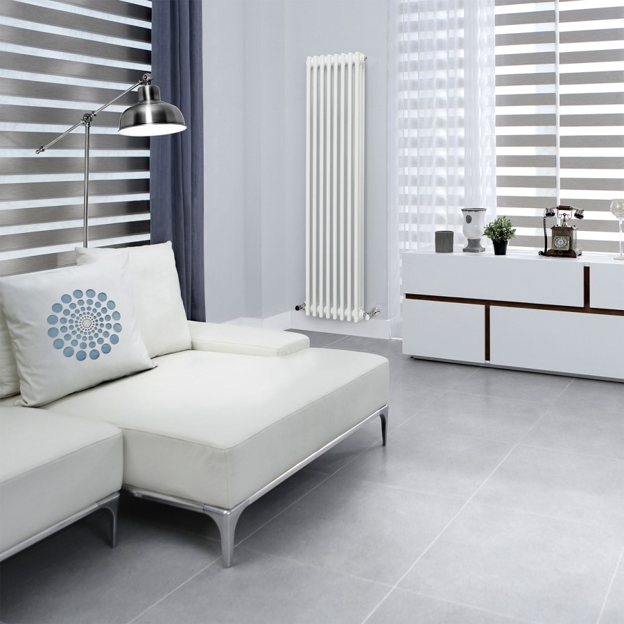 Belgravia 1500 x 396mm Tri-Column White Vertical Radiator