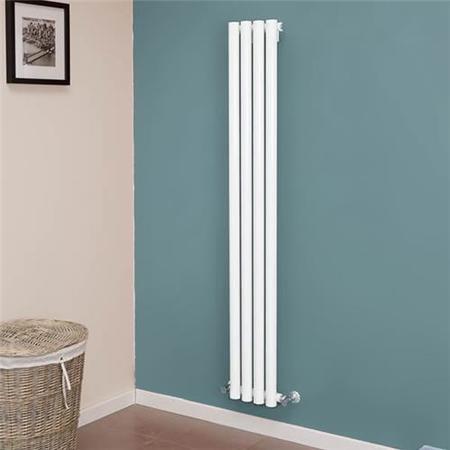 Langham 1600 x 225mm Single Round Panel White Vertical Radiator
