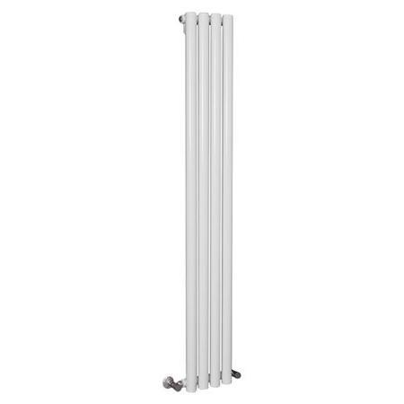 Langham 1600 x 225mm Single Round Panel White Vertical Radiator