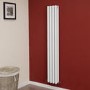 Langham 1600 x 225mm Double Round Panel White Vertical Radiator