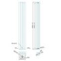 Langham 1600 x 225mm Double Round Panel White Vertical Radiator