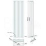 Langham 1600 x 465mm Double Round Panel White Vertical Radiator