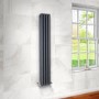 Langham 1600 x 225mm Double Round Panel Anthracite Vertical Radiator