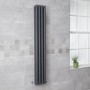 Langham 1600 x 225mm Double Round Panel Anthracite Vertical Radiator