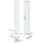 Langham 1600 x 225mm Double Round Panel Anthracite Vertical Radiator