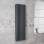 Langham 1600 x 465mm Double Round Panel Anthracite Vertical Radiator