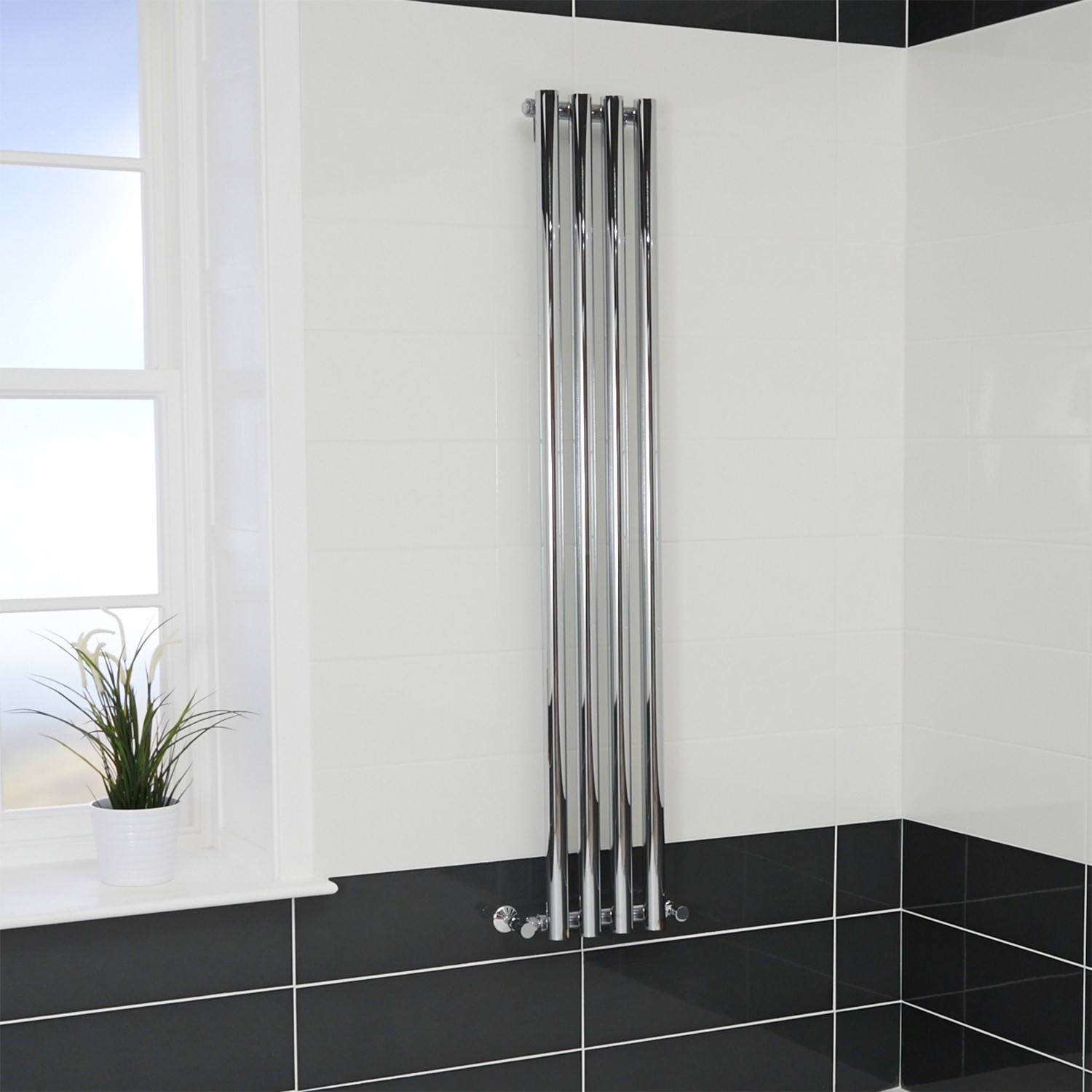 Radiator Rond Langham Single Round Panel Chrome Vertical Radiator - 1600 x 255mm ...