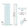 Langham Single Round Panel Chrome Vertical Radiator -  1600 x 395mm