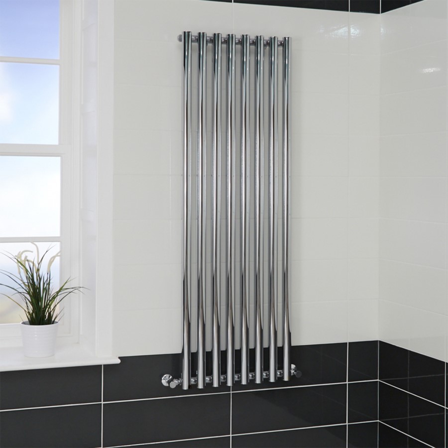 Chrome Corner Radiator Langham Single Round Panel Chrome Vertical Radiator - 1600 x 535mm ...