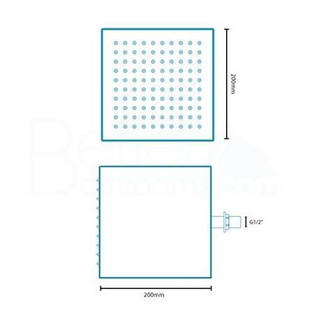 Quartino Square 200mm Deep Ceiling Shower Head