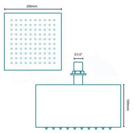 Quartino Square 200mm Ceiling Shower Head