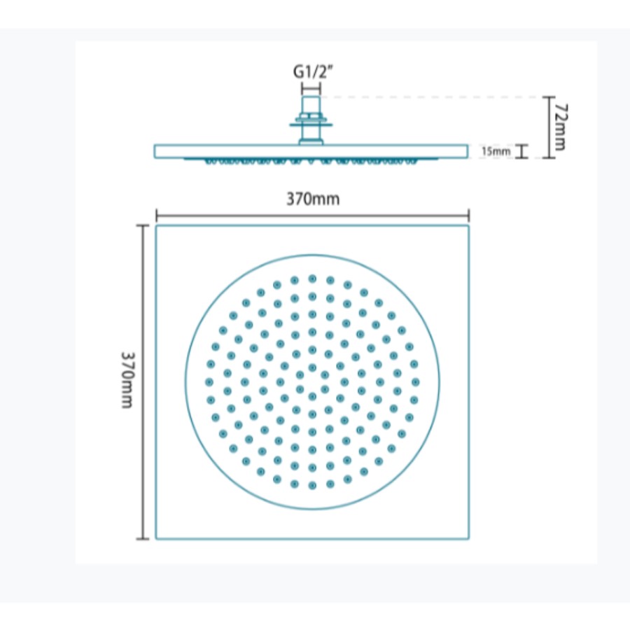 Glenvar Square 370mm Rose Ceiling Shower Head