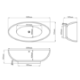 GRADE A1 - Double Ended Freestanding Bath 1680 x 800mm - Oval