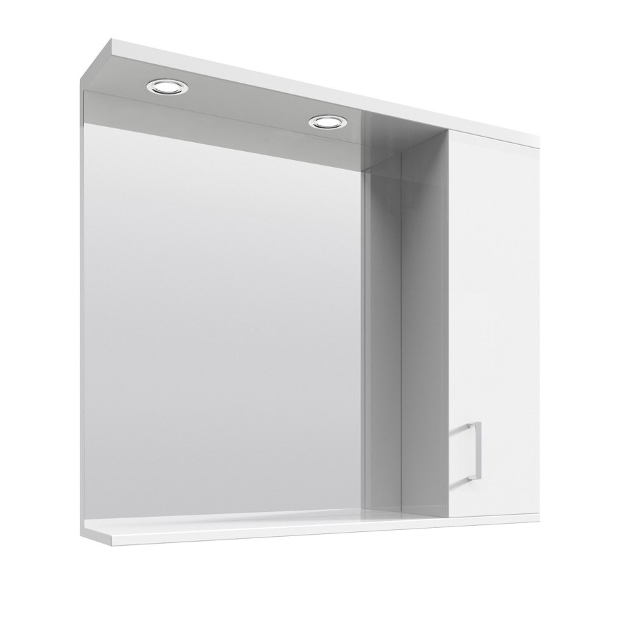 Windsor 750mm Wall Hung Mirrored Cabinet - Single Door 2 Lights
