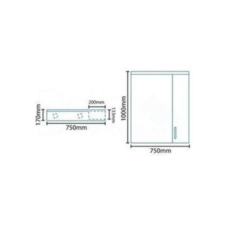 Windsor 750mm Wall Hung Mirrored Cabinet - Single Door 2 Lights