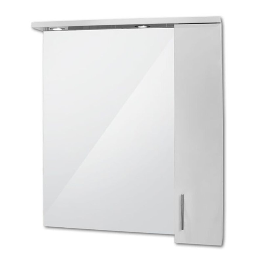 850mm Wall Hung Mirrored Cabinet Single Door 2 Lights - Windsor