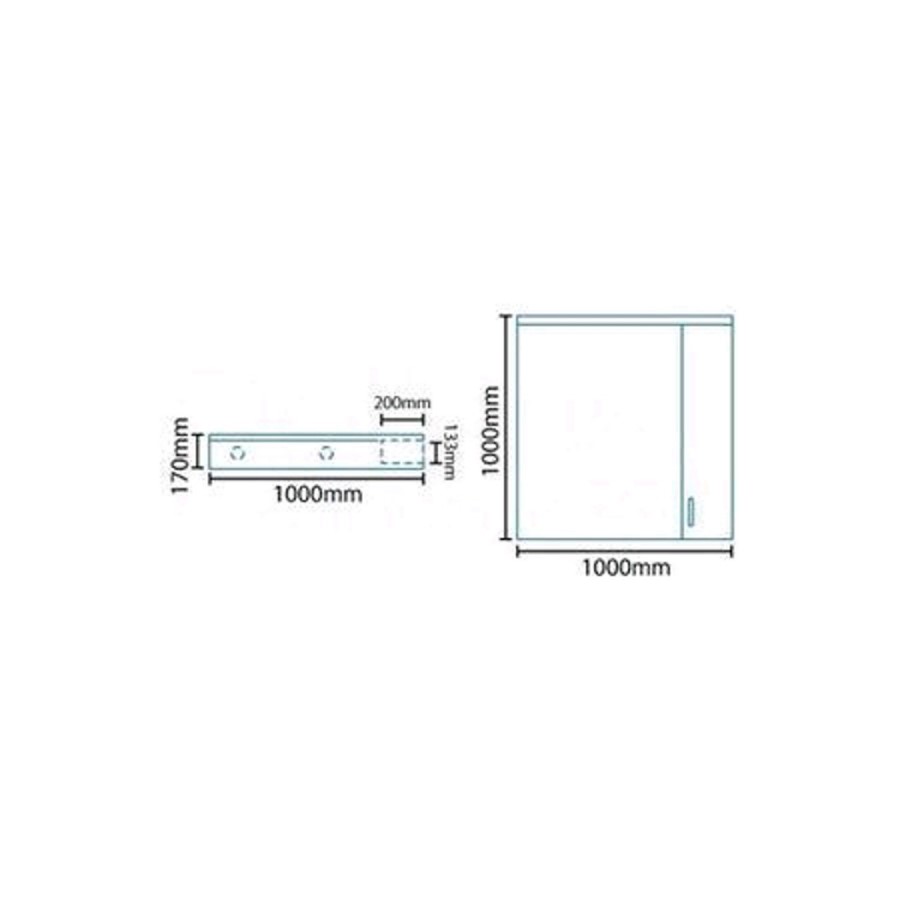 1000mm Wall Hung Mirror Cabinet - 2 Lights IP44 - Windsor Range