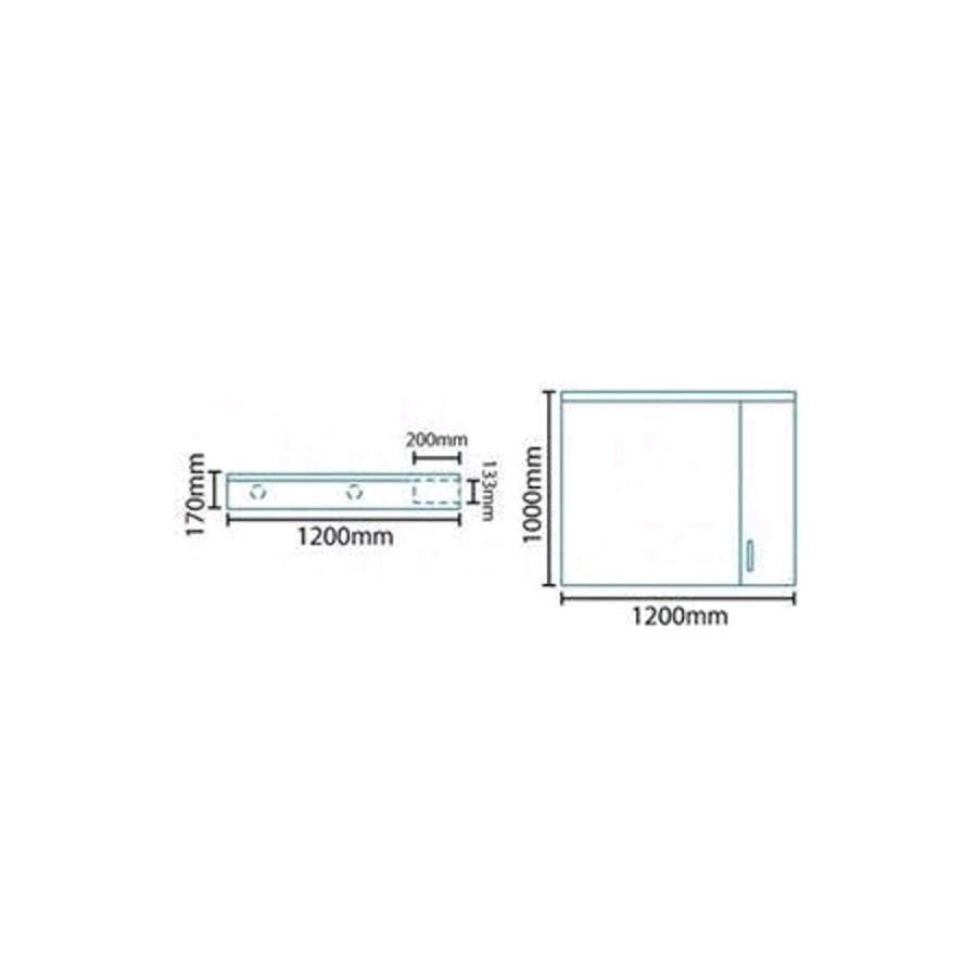 1200mm Wall Hung Mirrored Cabinet - 2 Lights Single Door - Windsor Range