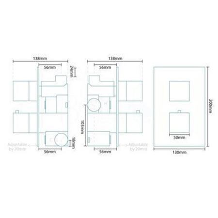 Concealed Dual Control Thermostatic Shower Valve - Cube Range