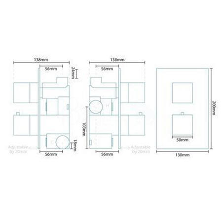 Concealed Dual Control Thermostatic Shower Valve - Cube Range