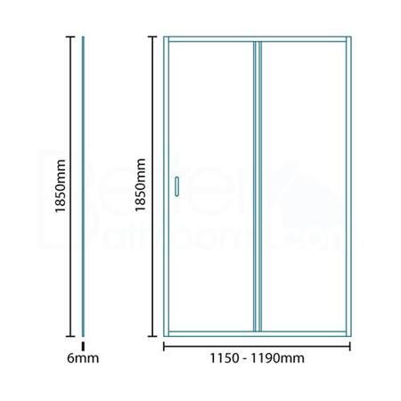 Sliding Shower Door 1200mm - 6mm Glass - Aquafloe Range