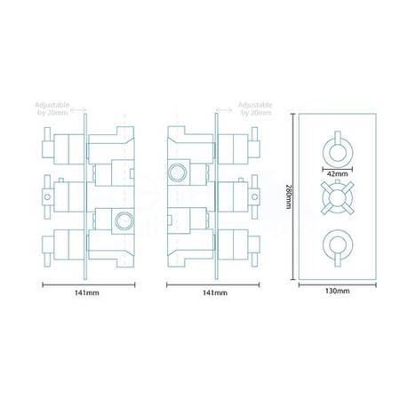 Style Triple Concealed Shower Valve with Square Plate