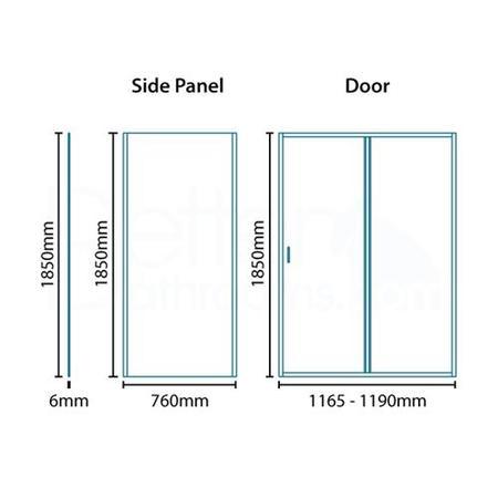 Aquafloe 6mm 1200 x 760 Sliding Door Shower Enclosure