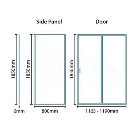 Aquafloe 6mm 1200 x 800 Sliding Door Shower Enclosure
