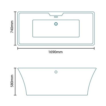 Milano Double Ended Freestanding Bath - L1690 x W740mm