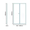 GRADE A1 - Bi-Fold Shower Door 1000m - 6mm Glass - Aquafloe Range