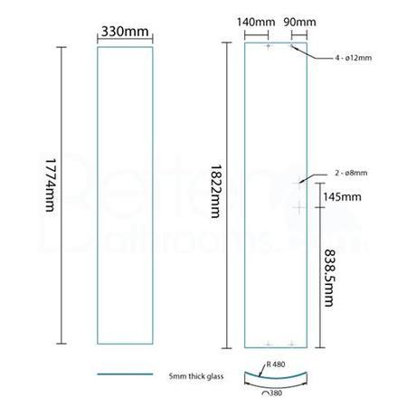 GRADE A1 - Aqualine Shower Cabin - Part 2 - Front Door Panel