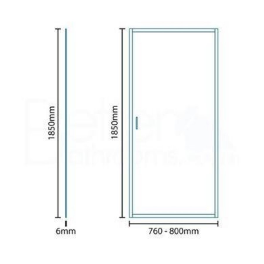 Pivot Shower Door 800mm - 6mm Glass - Aquafloe Range