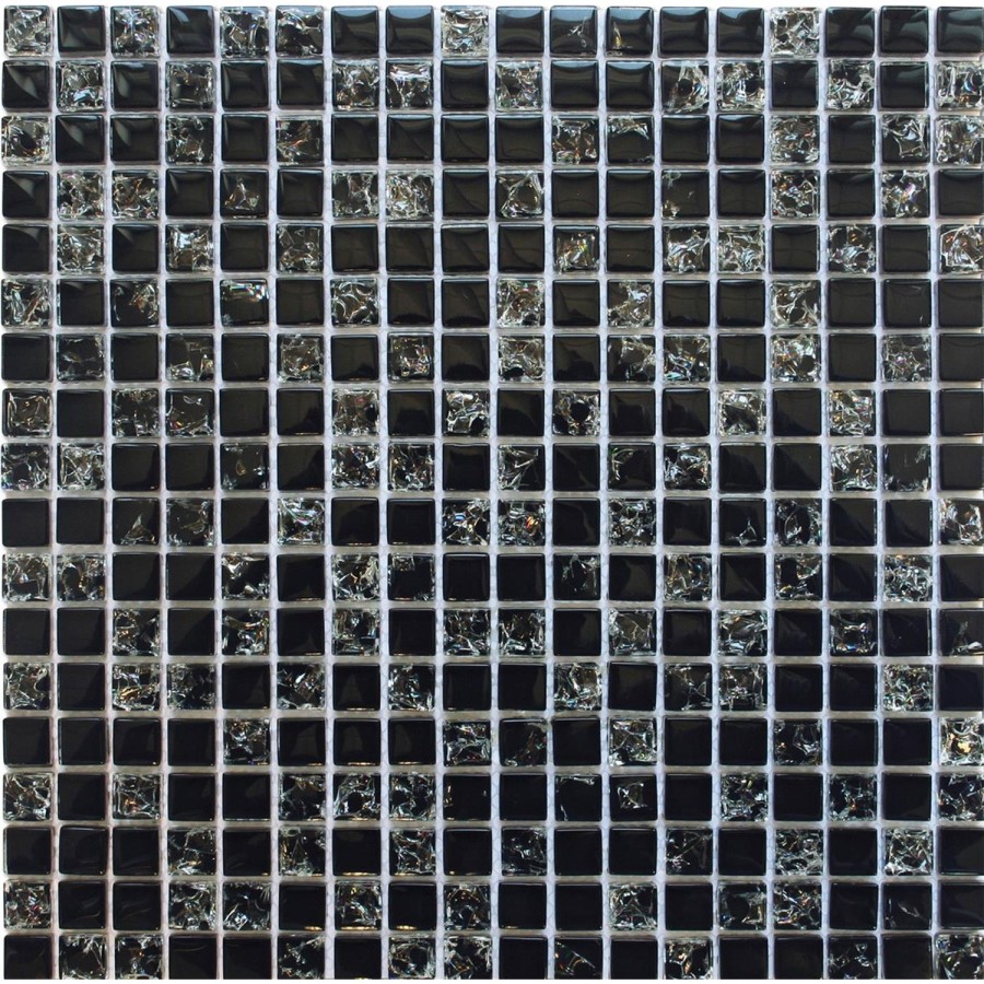 Black Crackle Glass Wall Mosaic