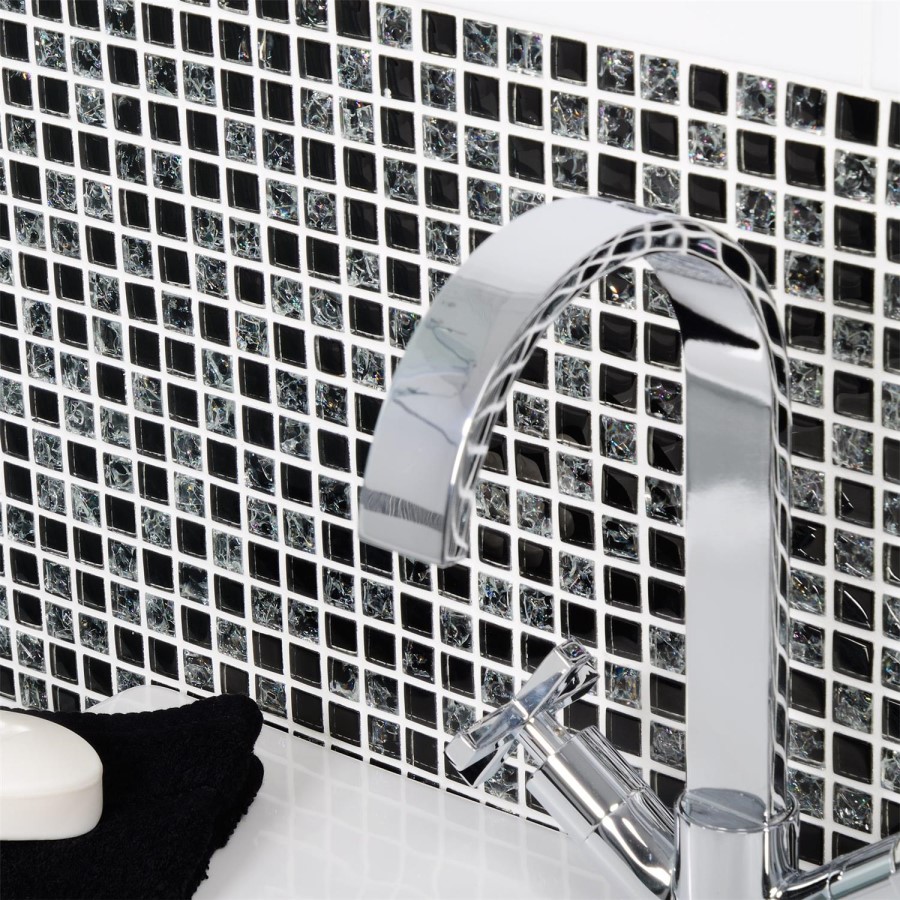 Black Crackle Glass Wall Mosaic