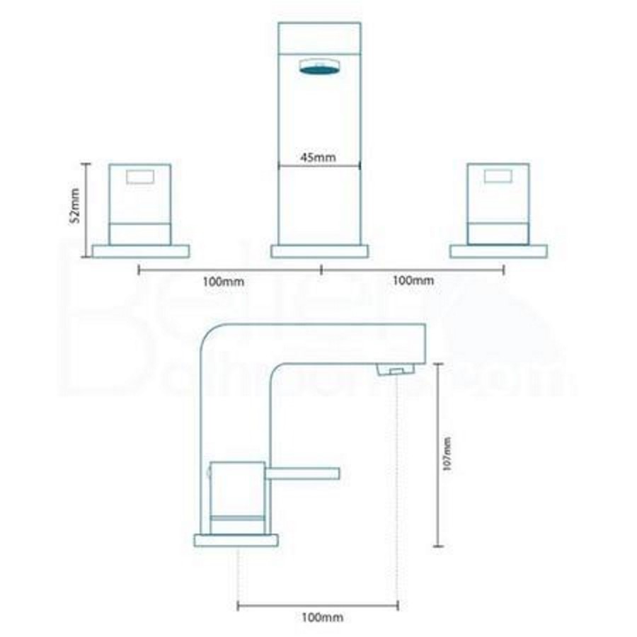 GRADE A1 - 3 Hole Bath Filler Tap - Andra Range