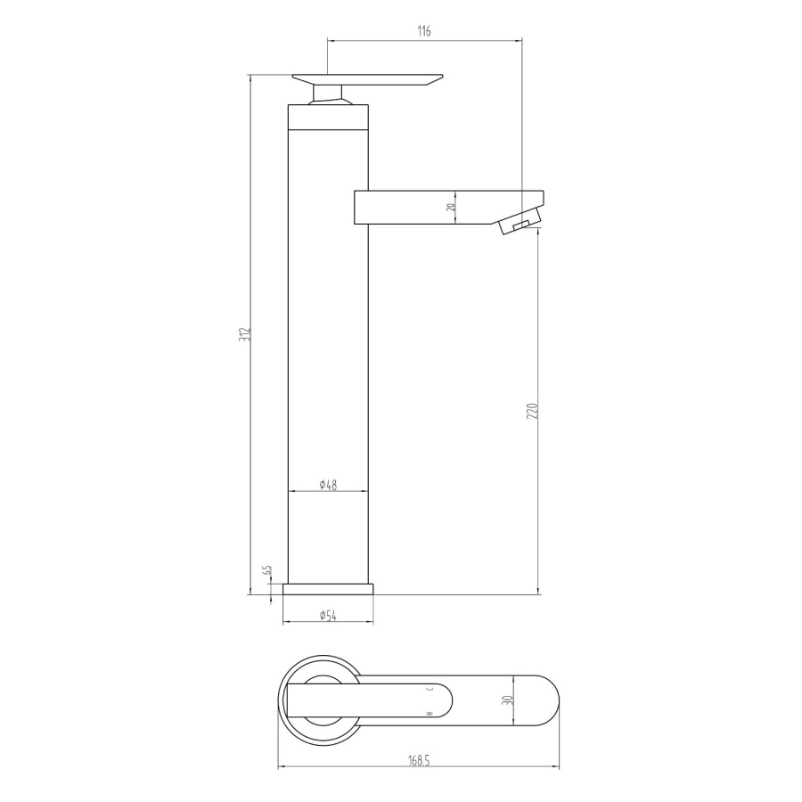 Extended Basin Mixer Tap - Harris Range