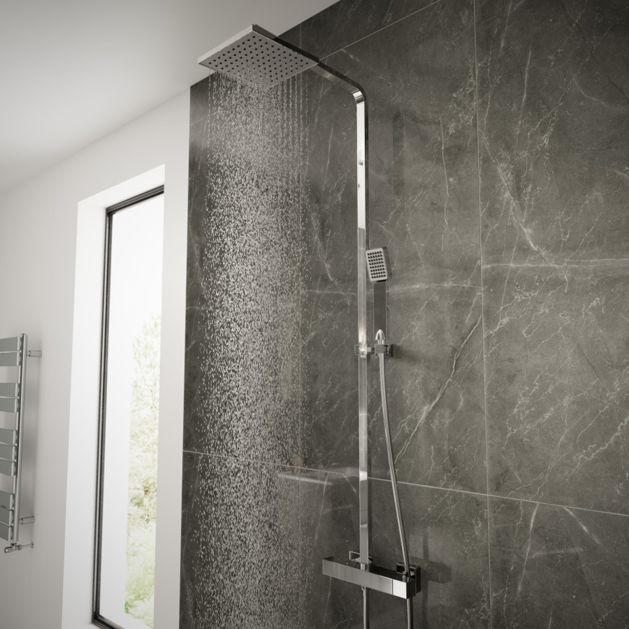 GRADE A1 - Vira Square Thermostatic Shower Set with Dual Valve