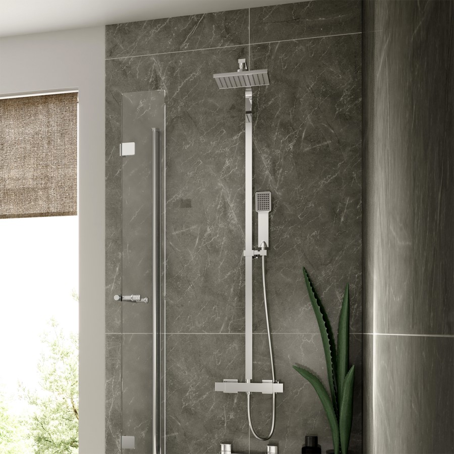 GRADE A1 - Vira Square Thermostatic Shower Set with Dual Valve