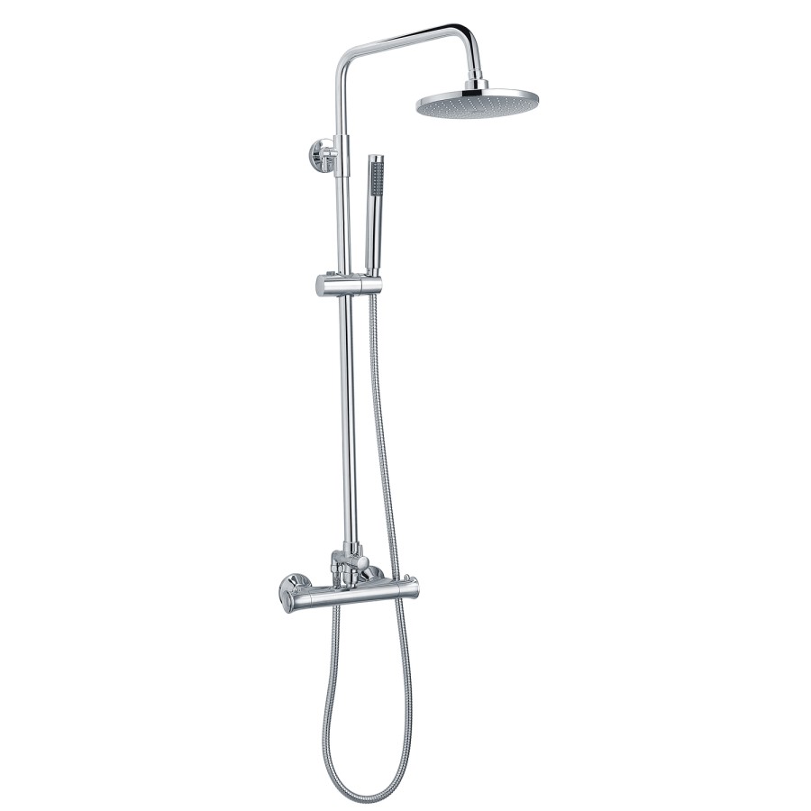 GRADE A1 - Vira Round Riser Slide Shower Rail Kit with Dual Valve 