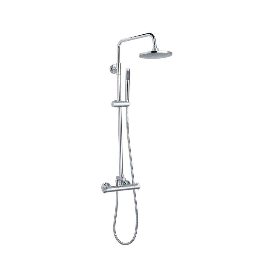 Chrome Thermostatic Mixer Shower with Round Overhead & Pencil Handset - Vira