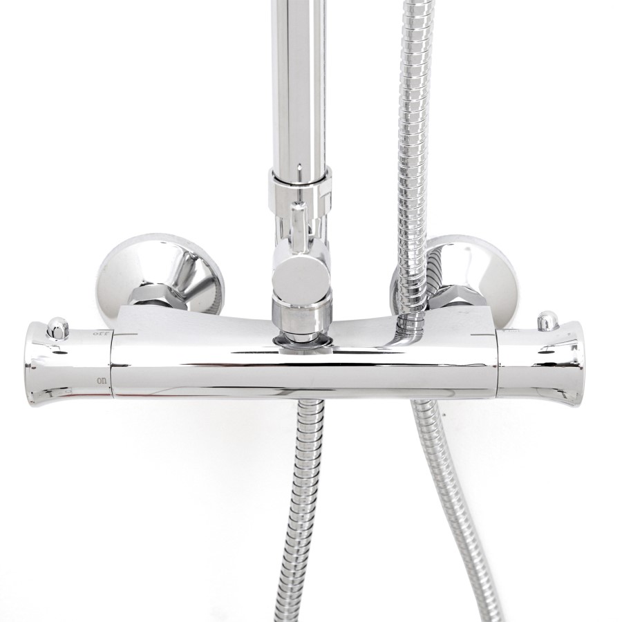 Chrome Thermostatic Mixer Shower with Round Overhead & Pencil Handset - Vira