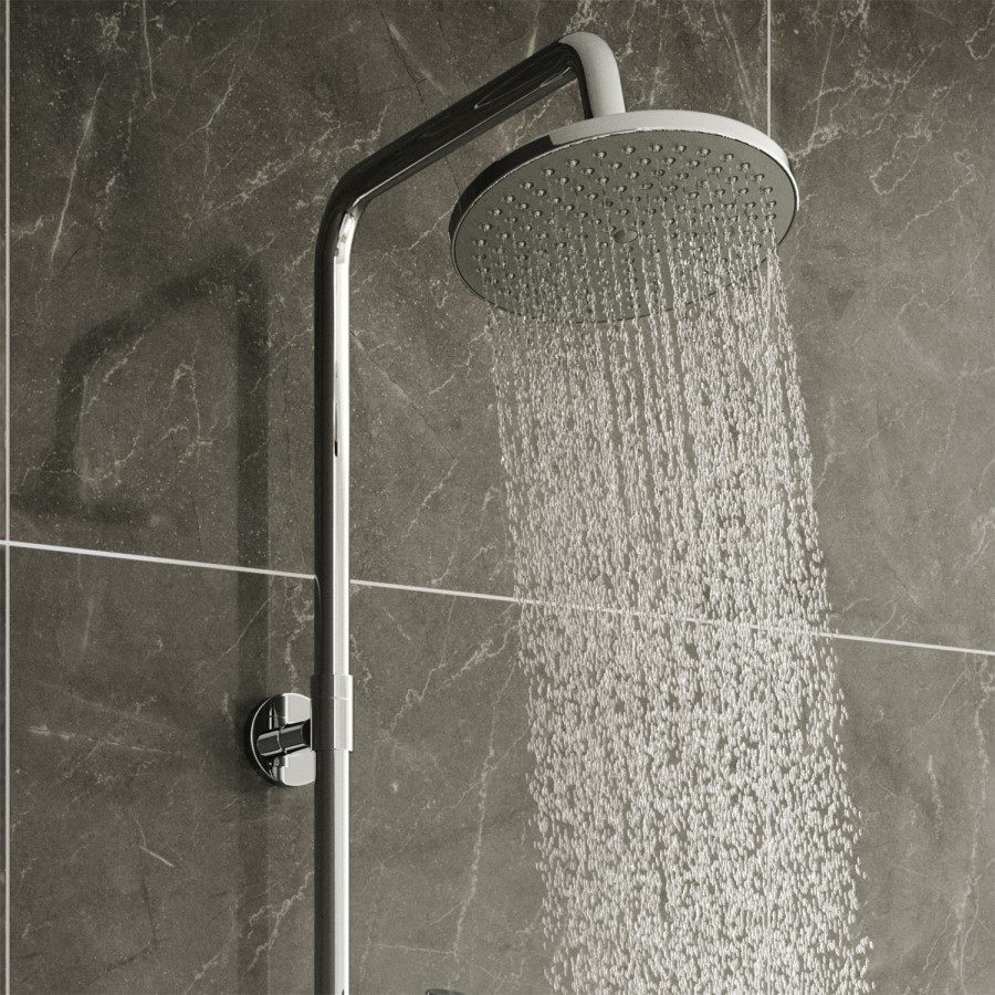 Chrome Thermostatic Mixer Shower with Round Overhead & Pencil Handset - Vira