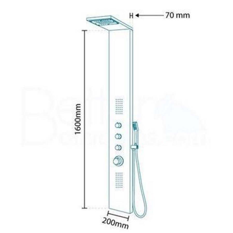 Steel Thermostatic Shower Tower Panel - Aspire Range