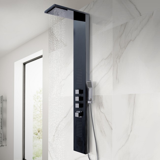 Aspire Black Thermostatic Shower Tower Panel