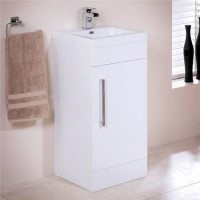 GRADE A1 - 400mm Cloakroom Floorstanding Vanity Basin Unit - White - TD Range