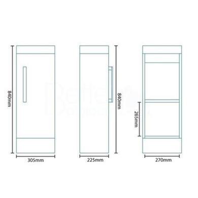 305mm Floor Standing Storage Unit - White Single Door Unit - TD Range