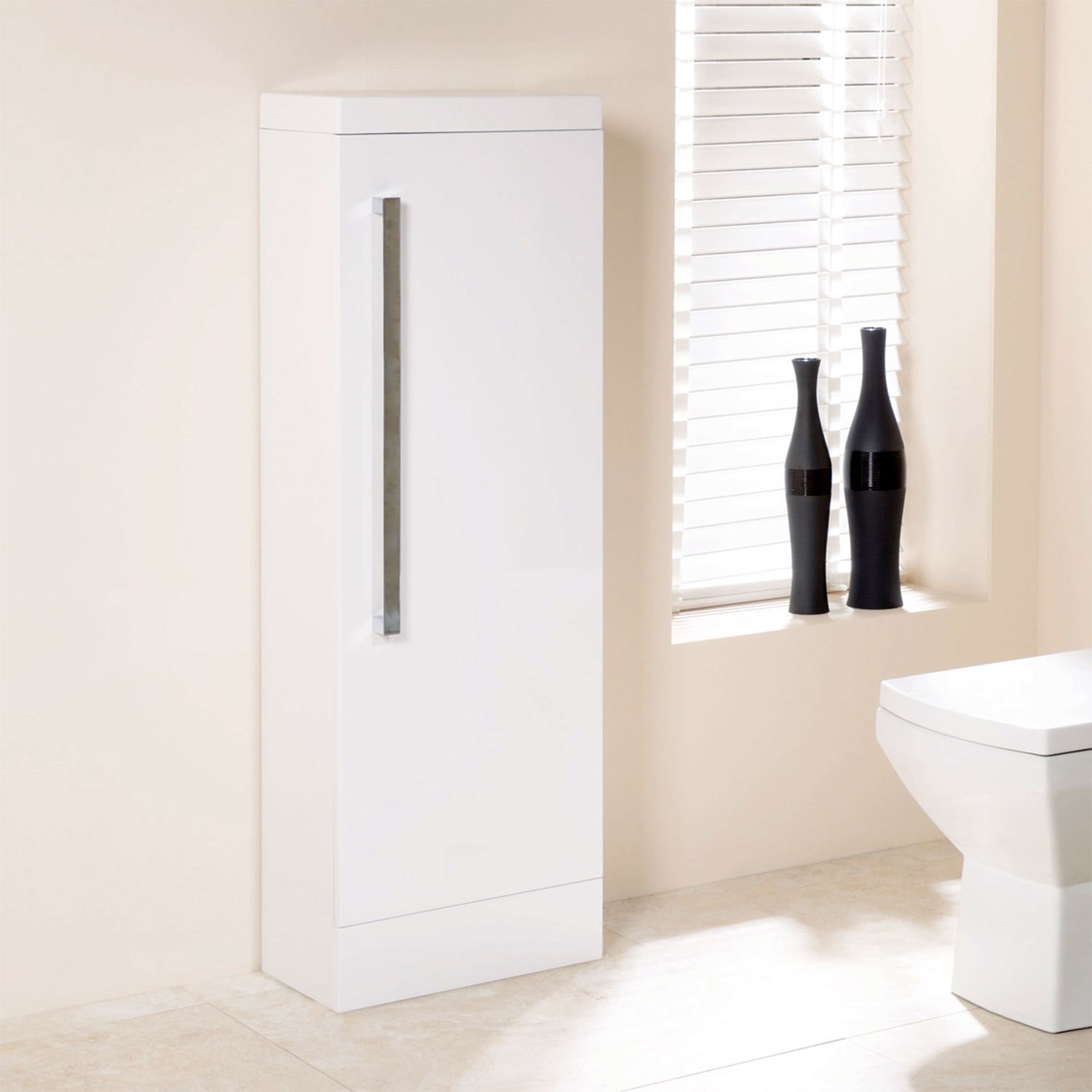 Td 1200mm Floor Standing Storage Unit White Single Door Bathroom